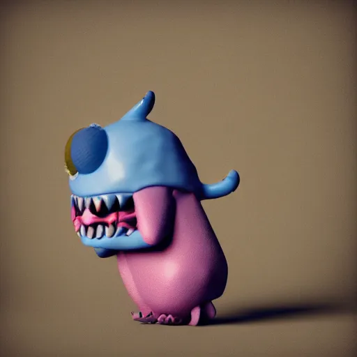 Image similar to autochrome photo of cute monster toy by Amanda Louise Spayd, realistic, octane render