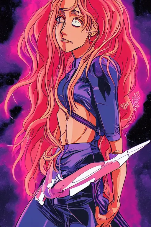 Image similar to a portrait of shakira as evangelion neon genesis, drawn by robbie trevino and dan mumford, poster, digital art, comic art, concept art