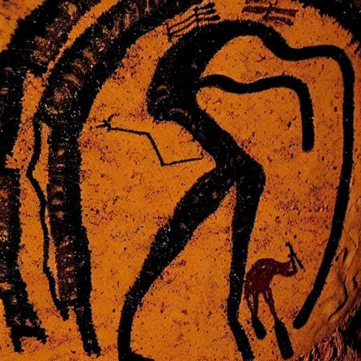 Image similar to shaman, paleolithic cave painting