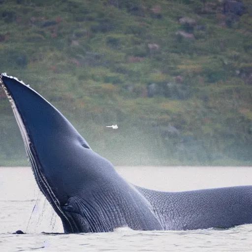 Prompt: a photo of a blue whale eating krill