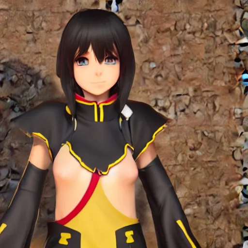 Prompt: generate megumin character design, fine face, vibrant, unreal engine 5 render