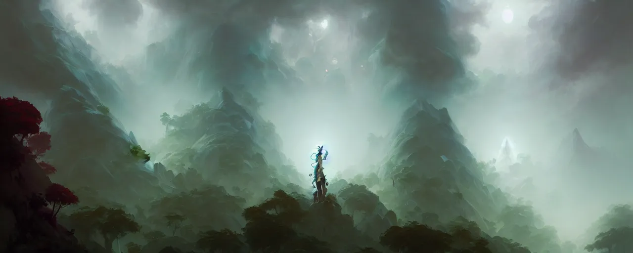 Prompt: cloud forest by peter mohrbacher and craig mullins and james jean and marc simonetti and mark rothko