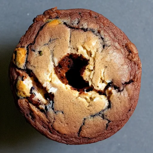 Prompt: sinkhole inside of planetsized muffin, 5 5 mm