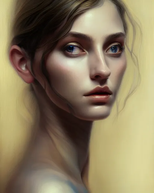 Prompt: a psychologist, enigmatic beauty, esoteric, muted colors, head in focus, fantasy art, ornamental aesthetics, intricate, elegant, highly detailed hyperrealistic painting, artstation, concept art, painterly, sharp focus, illustration, art by lois royoi