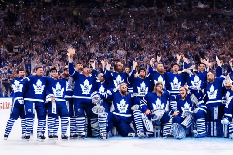 Prompt: The Toronto Maple Leafs winning the Stanley Cup, photo, 4K