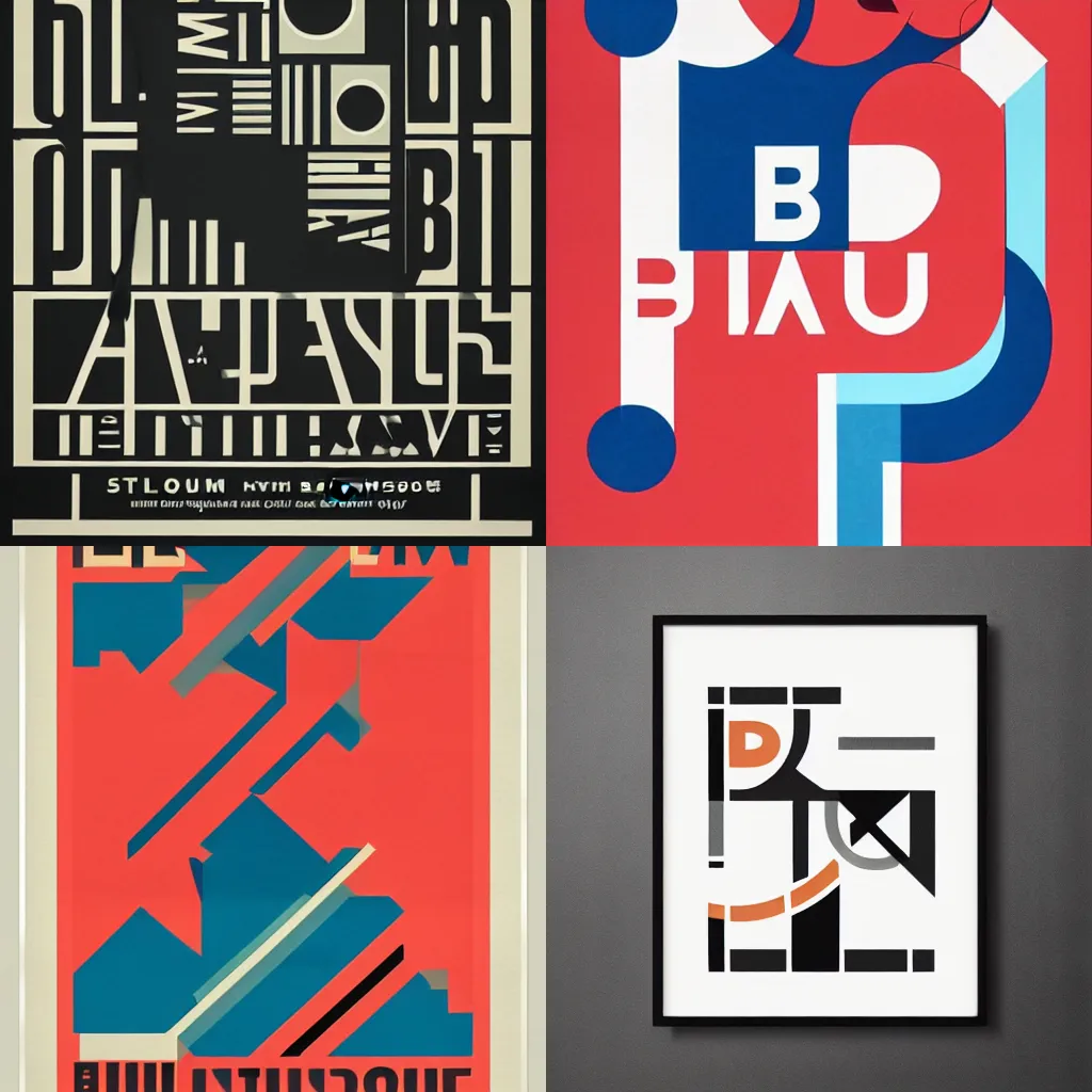 Prompt: a bauhaus poster design with typography