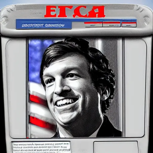 Image similar to Tucker Carlson draw on Etch-a-Sketch