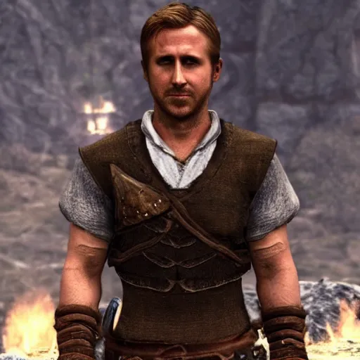 Image similar to ryan gosling in skyrim