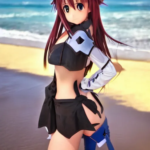 Prompt: alice from sword art online on a beach