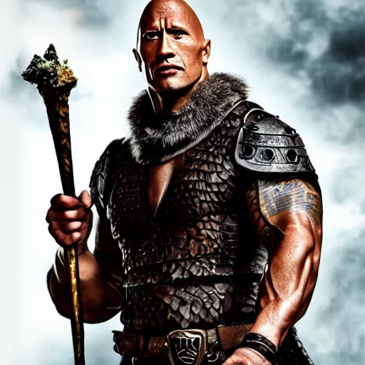 Prompt: dwayne johnson as a dungeons and dragons wizard, 4 k, detailed