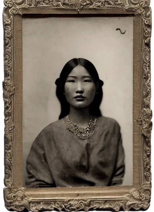 Prompt: a portrait of a young asian woman by george hurrell and james van der zee