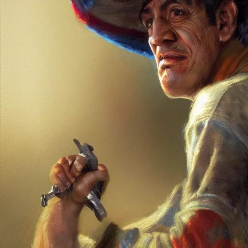 Prompt: portrait of el chavo as united states president, artwork by gaston bussiere, craig mullins, trending on artstation, roberto gomez bolanos