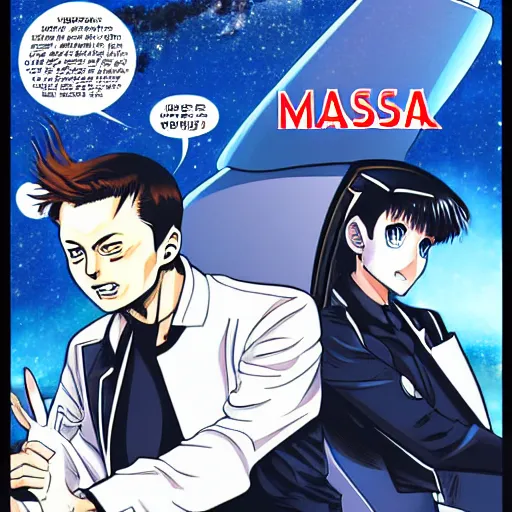 Image similar to elon musk and spacex manga by clamp