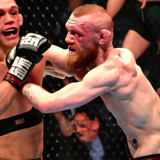 Image similar to gollum wrestling with conor mcgregor