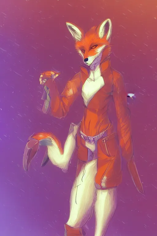 Image similar to a fox fursona, trending on artstation, by kawacy, furry art, digital art, cyberpunk, high quality, backlighting