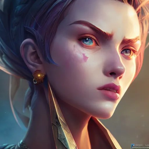 Image similar to league of legends portrait, au naturel, hyper detailed, digital art, trending in artstation, cinematic lighting, studio quality, smooth render, unreal engine 5 rendered, octane rendered, art style by klimt and nixeu and ian sprigger and wlop and krenz cushart.