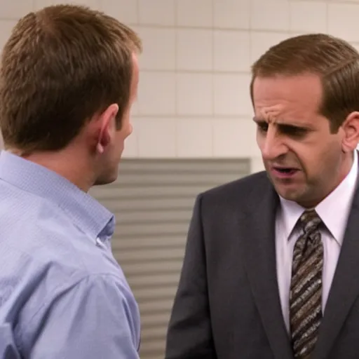 Prompt: Toby Flenderson punches Michael Scott in the face