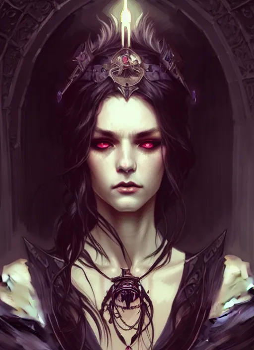 Image similar to Necromancer Sorceress, fantasy magic, undercut hairstyle, dark light night, intricate, elegant, sharp focus, illustration, highly detailed, digital painting, concept art, matte, art by WLOP and Artgerm and Greg Rutkowski and Alphonse Mucha, masterpiece