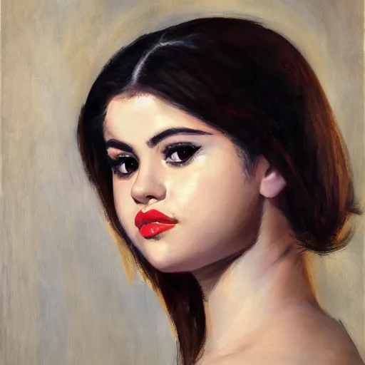 Image similar to portrait of Selena Gomez by Manet, photo real, super detailed, 4k, hd