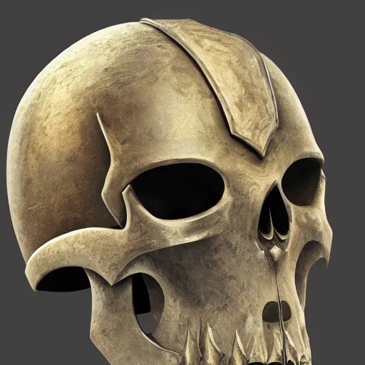 Image similar to medieval helmet in the shape of a demon skull, epic, artsation, 4 k