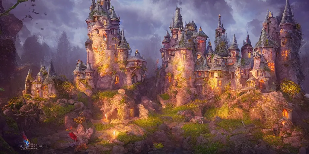 Image similar to a fairy castle, extremely detailed oil painting, unreal 5 render, fantasy digital art, octane render, beautiful composition, trending on artstation, award-winning photograph, masterpiece