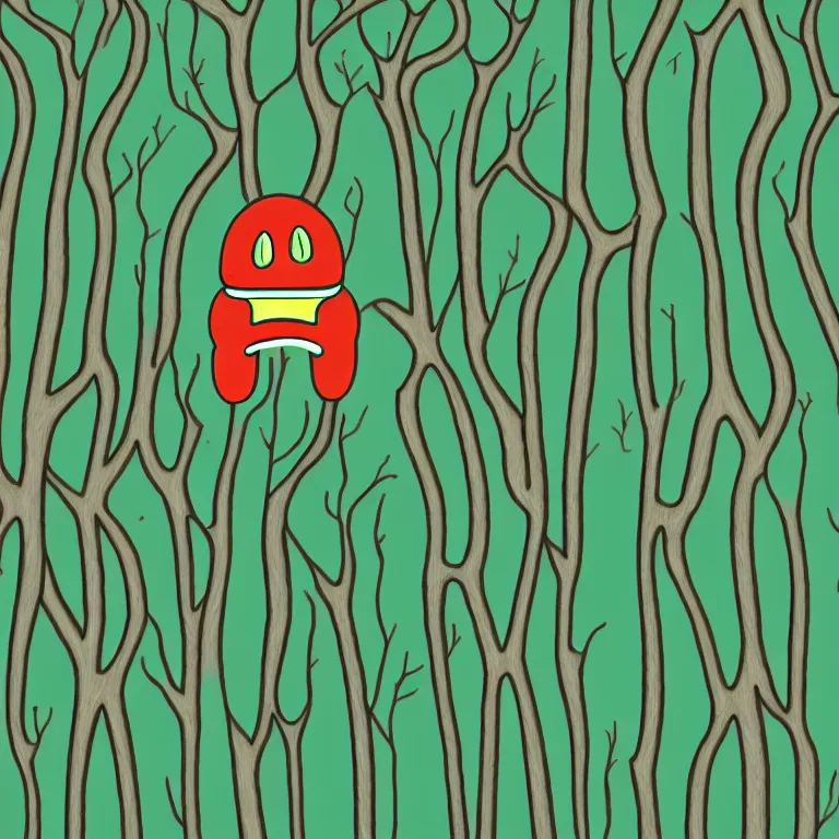 Prompt: illustration of a futuristic forest with a lone hotdog, highly detailed, by Malika Fayre