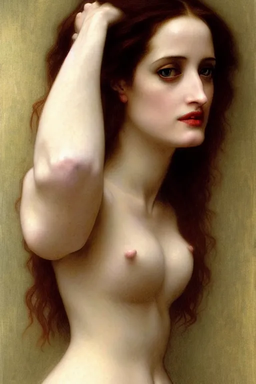 Image similar to eva green angeline jolie gessica chastain,, painting by rossetti bouguereau, detailed art, artstation