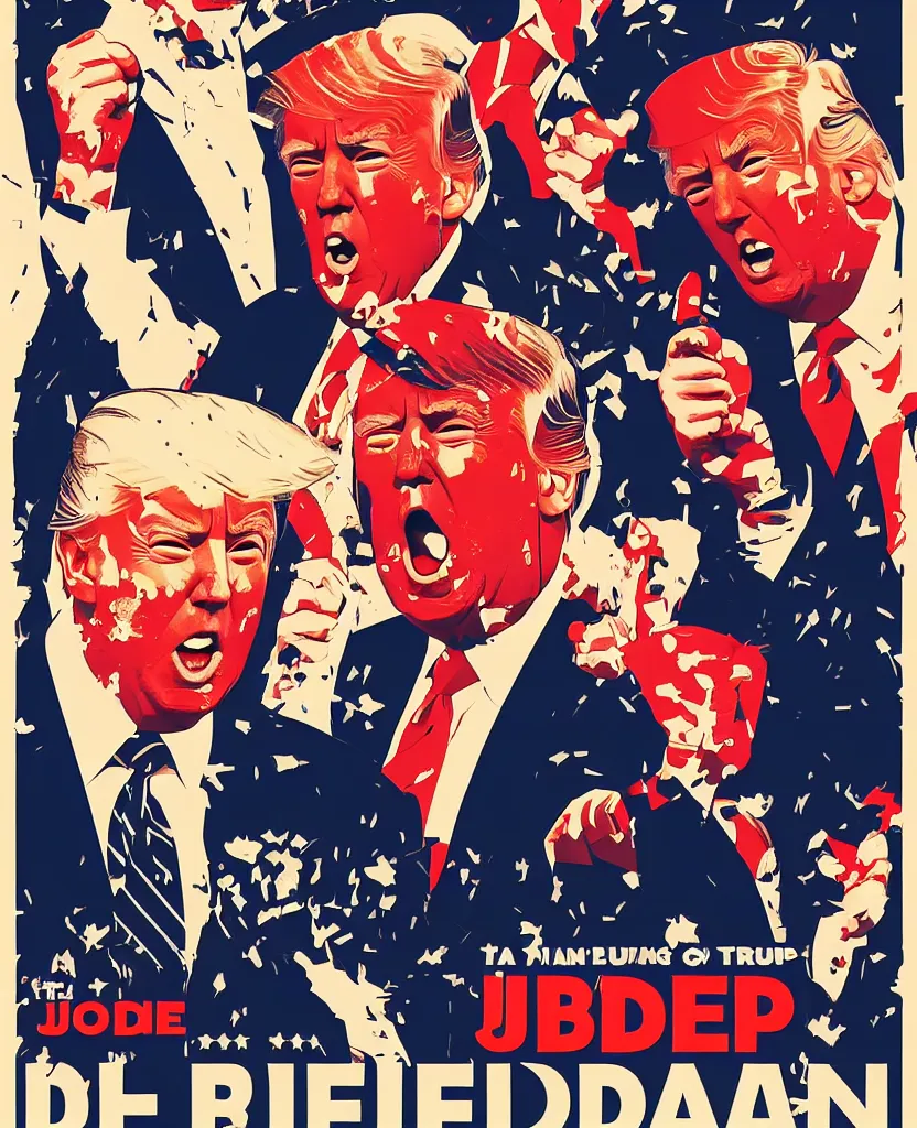 Image similar to a poster of joe biden fighting donald trump, by joe mangrum, trending on deviantart, futurism, movie poster, poster art, 3 2 k uhd, american propaganda, futurism, toyism