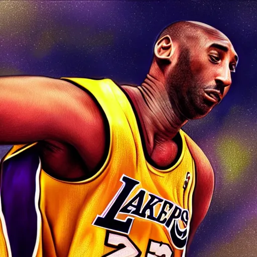 Image similar to kobe bryant kissing a giant turtle in heaven, hyper realistic, side view, digital art, amazing detail, artstatiom, cgsociety, epic art