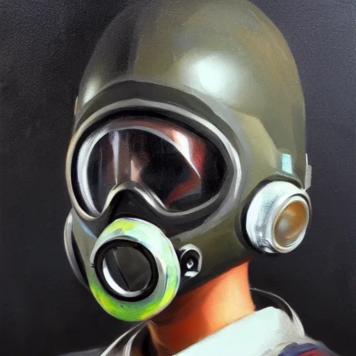 Image similar to concept art of gas mask, oil painting by jama jurabaev, brush hard, artstation, cgsociety, high quality, brush stroke