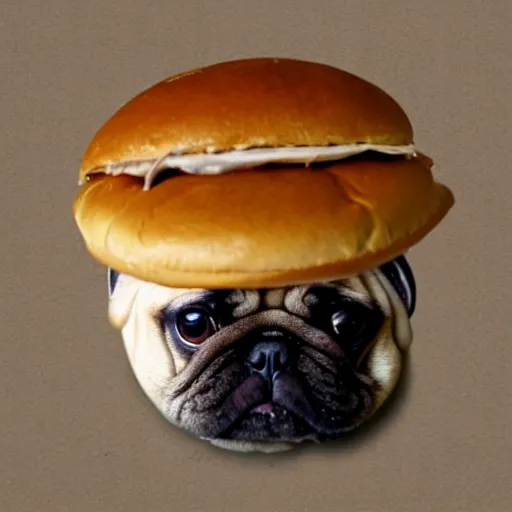 Image similar to fat pug inside a hamburger