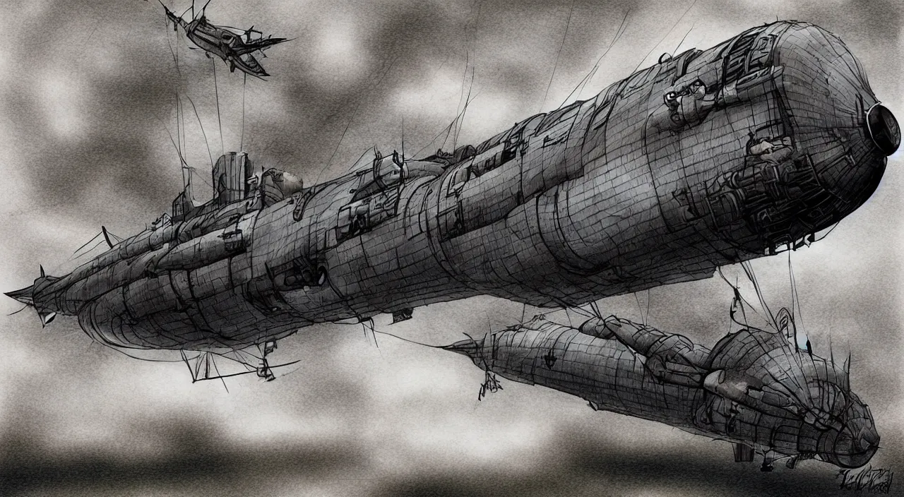 Image similar to AIRSHIP, dieselpunk by Tomino-sama