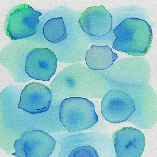 Image similar to highly intricate interlocking tiny aqua blue blobs, watercolor drawing