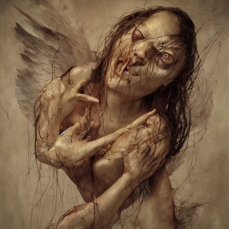 Image similar to angel, 3 d render, esao andrews, jenny saville, surrealism, dark art by james jean, greg rutkowski