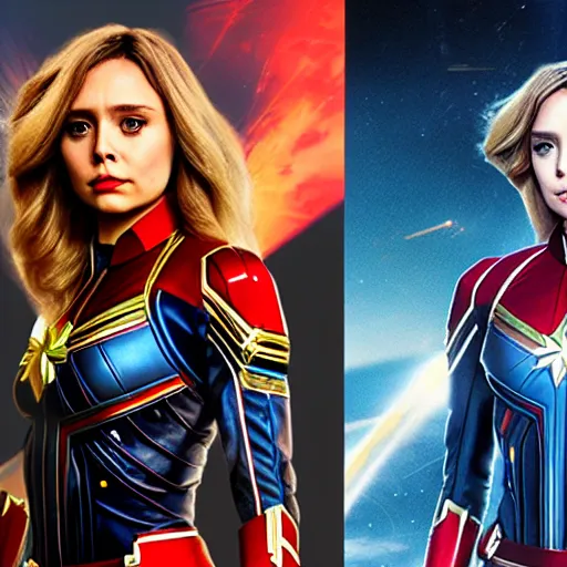 Image similar to Elizabeth Olsen as captain Marvel