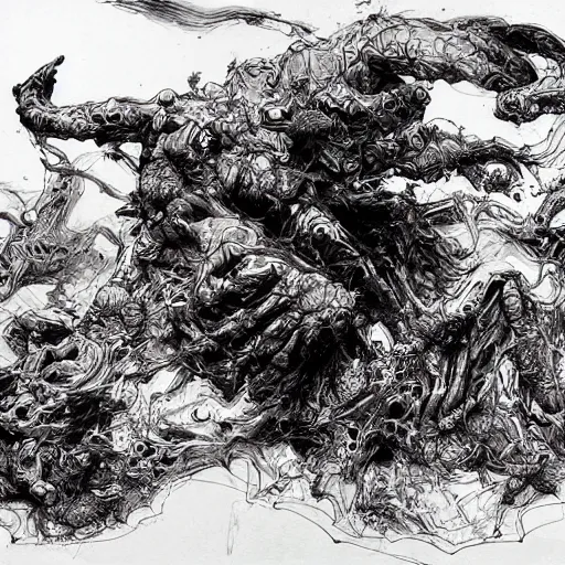 Image similar to the landscape of hell, kinetic, hot, artist kim jung gi