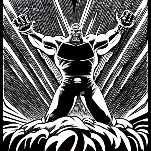 Image similar to mcbess illustration of thanos destroying the world