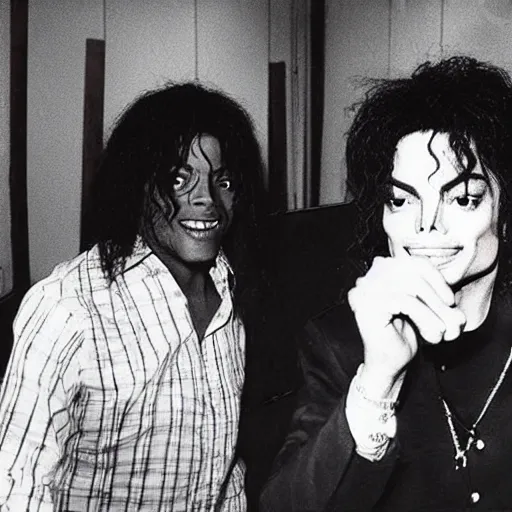 Image similar to Michael Jackson with 62 years old recording in a hidden music studio, taken in 2021