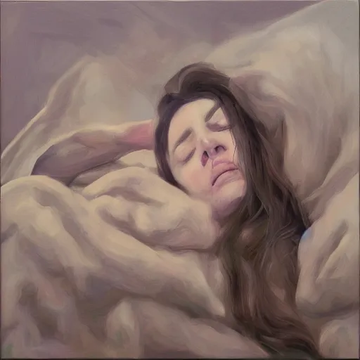 Image similar to let her sleep, artstation, album cover, digital oil on canvas