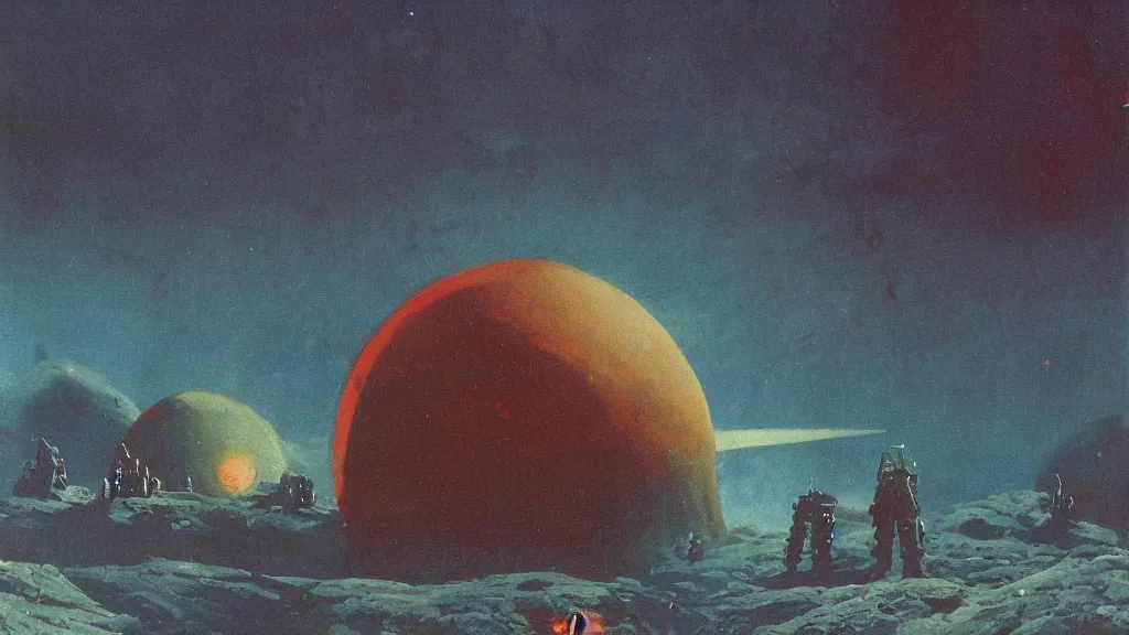Image similar to eerie atmospheric alien planet by paul lehr and jack gaughan and john schoenherr, epic cinematic matte painting