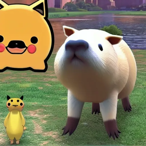 Prompt: Capybara Pokémon in Pokémon Go