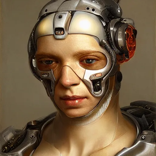 Image similar to Ultra detailed, 4K Portrait of a Cyborg by Rachel Ruysch