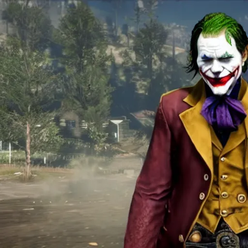 Image similar to health ledger joker in red dead redemption 2 4k Quality