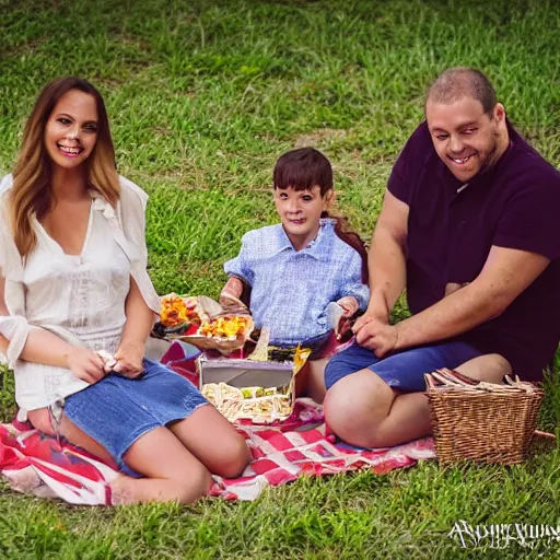 Prompt: the aadams family having a picnic in florida - n 4