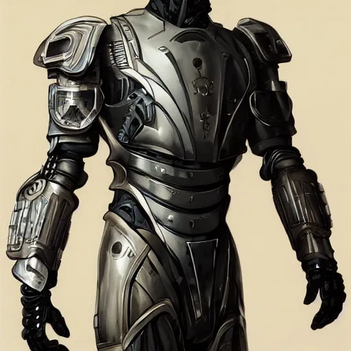 Image similar to futurist armor for soldiers by leyendecker, cyberpunk, cybernetic implants, intricate, extreme details