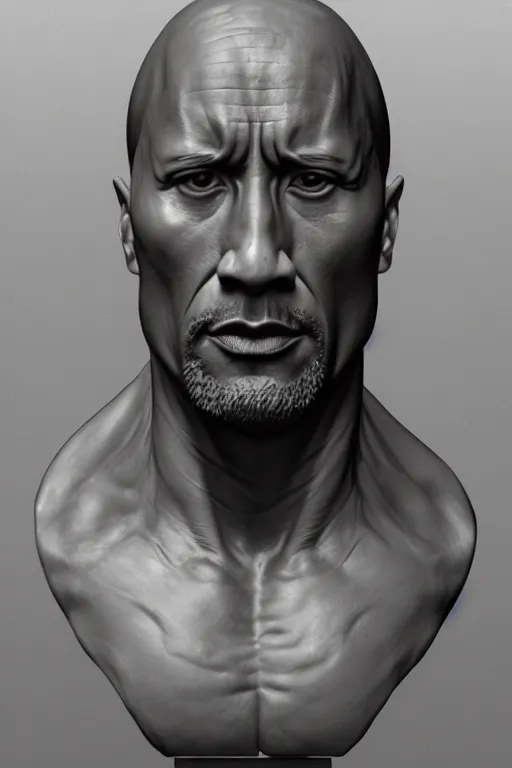 Prompt: (Dwayne Johnson carved anthracite portrait) sculpture by Rodin, ethereal, cinematic, weta workshop, ray trace, Zbrush, 3d sculpture, glow, cinematic, low light, photorealistic, volumetric, realistic, octane render, golden ratio, law of thirds, studio lighting, rim light, photo-bash, 8k post-production, hyperrealism, 80mm lens