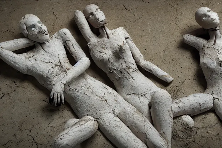 Image similar to vfx movie scene dilapidated mannequins closeup by emmanuel lubezki