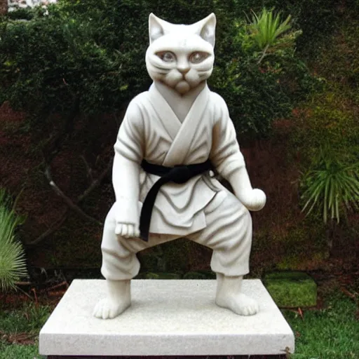 Image similar to marble statue of a karate cat