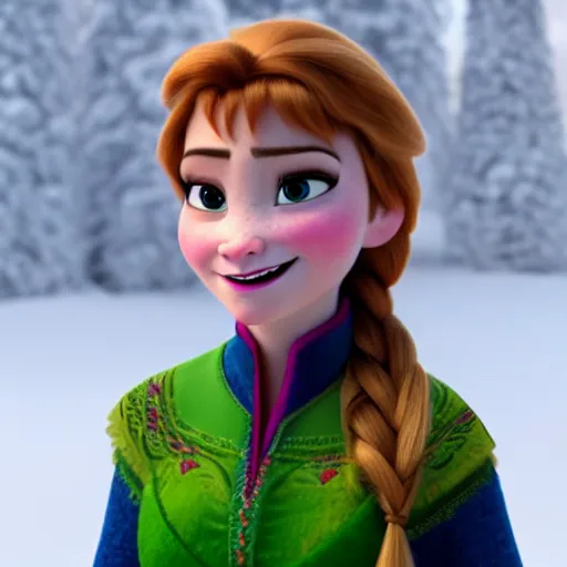 Image similar to anna from frozen as a real woman, ultra realistic, 8 k, highly detailed