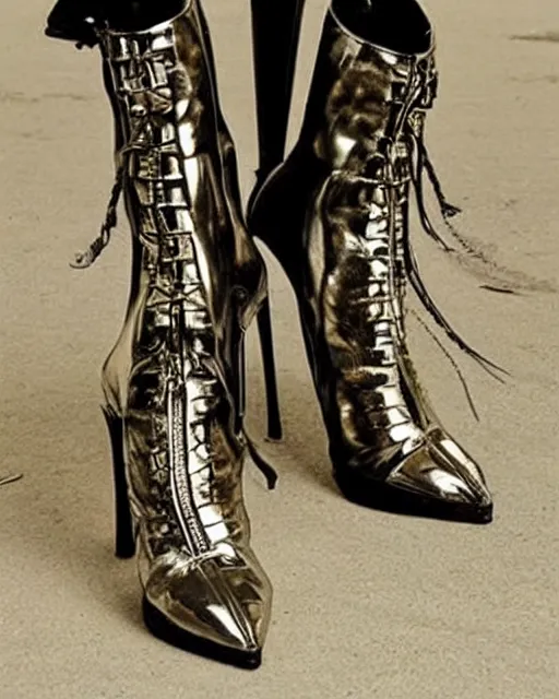 Image similar to One pair of shoes stylish shoe design, killer boots, scorpions, spiders, high soles, battle shoes, metal, heavy metal rave shoes